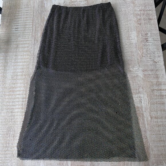 Miss Selfridge black diamante/beads mesh goth maxi skirt size 14 - Picture 3 of 11